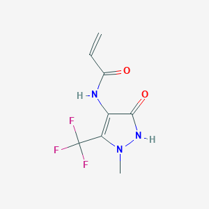 molecular formula C8H8F3N3O2 B2482531 N-[2-Methyl-5-oxo-3-(trifluoromethyl)-1H-pyrazol-4-yl]prop-2-enamide CAS No. 2305441-19-2
