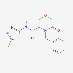 molecular formula C15H16N4O3S B2482542 4-benzyl-N-(5-methyl-1,3,4-thiadiazol-2-yl)-5-oxomorpholine-3-carboxamide CAS No. 1351582-71-2