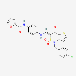molecular formula C25H18ClN3O5S2 B2482543 (Z)-N-(4-(((1-(4-chlorobenzyl)-2,2-dioxido-4-oxo-1H-thieno[3,2-c][1,2]thiazin-3(4H)-ylidene)methyl)amino)phenyl)furan-2-carboxamide CAS No. 894680-16-1