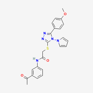 molecular formula C23H21N5O3S B2482544 N-(3-乙酰苯基)-2-{[5-(4-甲氧基苯基)-4-(1H-吡咯-1-基)-4H-1,2,4-噻二唑-3-基]硫代基}乙酰胺 CAS No. 903280-61-5