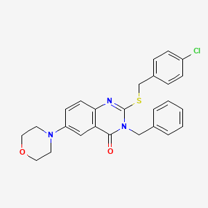 molecular formula C26H24ClN3O2S B2482550 3-benzyl-2-((4-chlorobenzyl)thio)-6-morpholinoquinazolin-4(3H)-one CAS No. 422278-94-2