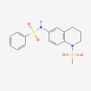 molecular formula C16H18N2O4S2 B2482555 N-(1-methylsulfonyl-3,4-dihydro-2H-quinolin-6-yl)benzenesulfonamide CAS No. 899945-73-4