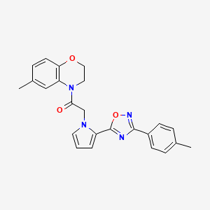 molecular formula C24H22N4O3 B2482570 1-(6-メチル-2,3-ジヒドロ-4H-1,4-ベンゾキサジン-4-イル)-2-{2-[3-(4-メチルフェニル)-1,2,4-オキサジアゾール-5-イル]-1H-ピロール-1-イル}エタノン CAS No. 1261011-81-7