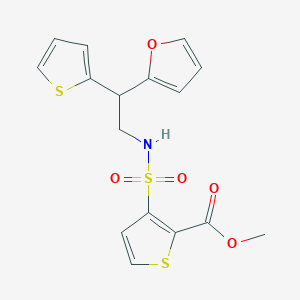 molecular formula C16H15NO5S3 B2482575 甲基3-{[2-(呋喃-2-基)-2-(噻吩-2-基)乙基]磺酰胺}噻吩-2-羧酸酯 CAS No. 2097883-28-6