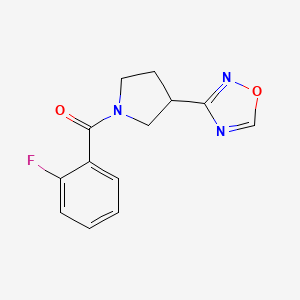 molecular formula C13H12FN3O2 B2482580 (3-(1,2,4-オキサジアゾール-3-イル)ピロリジン-1-イル)(2-フルオロフェニル)メタノン CAS No. 2034285-92-0