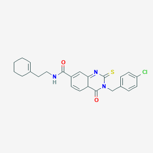molecular formula C24H24ClN3O2S B2482585 3-[(4-氯苯基)甲基]-N-[2-(环己-1-烯-1-基)乙基]-4-氧代-2-硫酰基-1,2,3,4-四氢喹啉-7-羧酰胺 CAS No. 422529-72-4