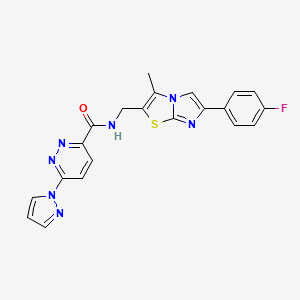 N-((6-(4-fluorophenyl)-3-methylimidazo[2,1-b]thiazol-2-yl)methyl)-6-(1H-pyrazol-1-yl)pyridazine-3-carboxamide