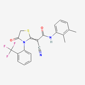 molecular formula C21H16F3N3O2S B2482592 2-Cyano-N-(2,3-dimethylphenyl)-2-[4-oxo-3-[2-(trifluoromethyl)phenyl]-1,3-thiazolidin-2-ylidene]acetamide CAS No. 878226-74-5