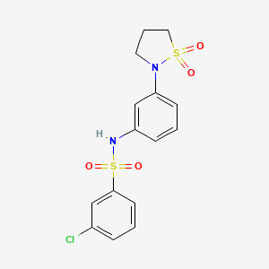 molecular formula C15H15ClN2O4S2 B2482593 3-chloro-N-(3-(1,1-dioxidoisothiazolidin-2-yl)phenyl)benzenesulfonamide CAS No. 946215-28-7