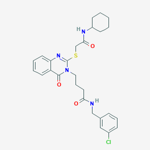 N-[(3-chlorophenyl)methyl]-4-[2-[2-(cyclohexylamino)-2-oxoethyl]sulfanyl-4-oxoquinazolin-3-yl]butanamide