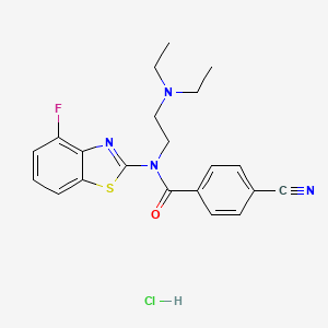 molecular formula C21H22ClFN4OS B2482610 4-cyano-N-(2-(diethylamino)ethyl)-N-(4-fluorobenzo[d]thiazol-2-yl)benzamide hydrochloride CAS No. 1216869-60-1