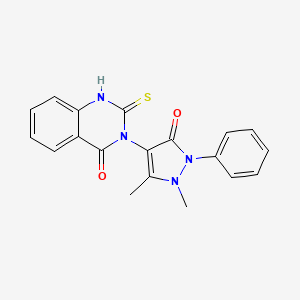molecular formula C19H16N4O2S B2482612 3-(1,5-dimethyl-3-oxo-2-phenyl-2,3-dihydro-1H-pyrazol-4-yl)-2-sulfanyl-3,4-dihydroquinazolin-4-one CAS No. 119426-88-9