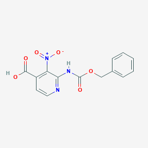 molecular formula C14H11N3O6 B2482617 3-Nitro-2-(phenylmethoxycarbonylamino)pyridine-4-carboxylic acid CAS No. 2287316-19-0