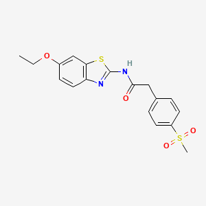 molecular formula C18H18N2O4S2 B2482619 N-(6-ethoxybenzo[d]thiazol-2-yl)-2-(4-(methylsulfonyl)phenyl)acetamide CAS No. 919848-43-4