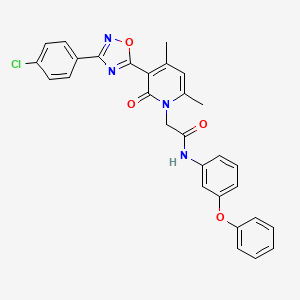 molecular formula C29H23ClN4O4 B2482623 2-(3-(3-(4-chlorophenyl)-1,2,4-oxadiazol-5-yl)-4,6-dimethyl-2-oxopyridin-1(2H)-yl)-N-(3-phenoxyphenyl)acetamide CAS No. 1189969-67-2