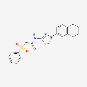 molecular formula C21H20N2O3S2 B2482624 2-(苯磺酰)-N-[4-(5,6,7,8-四氢萘-2-基)-1,3-噻唑-2-基]乙酰胺 CAS No. 898406-02-5