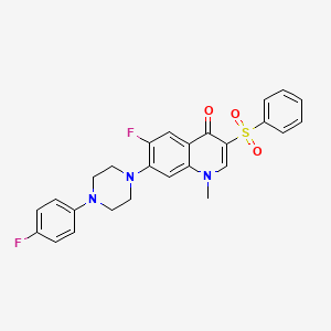 molecular formula C26H23F2N3O3S B2482625 6-fluoro-7-(4-(4-fluorophenyl)piperazin-1-yl)-1-methyl-3-(phenylsulfonyl)quinolin-4(1H)-one CAS No. 892757-77-6