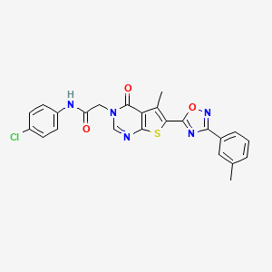 molecular formula C24H18ClN5O3S B2482633 N-(4-chlorophenyl)-2-(5-methyl-4-oxo-6-(3-(m-tolyl)-1,2,4-oxadiazol-5-yl)thieno[2,3-d]pyrimidin-3(4H)-yl)acetamide CAS No. 1251612-11-9