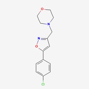 molecular formula C14H15ClN2O2 B2482636 4-{[5-(4-Chlorophenyl)-3-isoxazolyl]methyl}morpholine CAS No. 343374-69-6