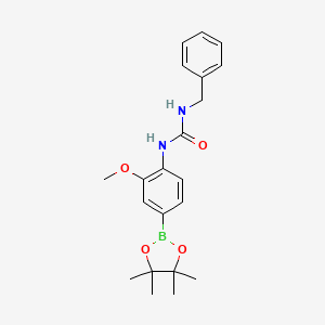 molecular formula C21H27BN2O4 B2482639 1-Benzyl-3-(2-methoxy-4-(4,4,5,5-tetramethyl-1,3,2-dioxaborolan-2-yl)phenyl)urea CAS No. 2246852-97-9