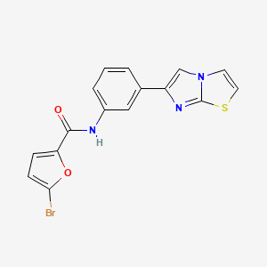 molecular formula C16H10BrN3O2S B2482640 5-bromo-N-(3-(imidazo[2,1-b]thiazol-6-yl)phenyl)furan-2-carboxamide CAS No. 872630-08-5