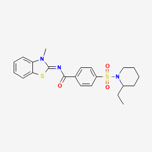 molecular formula C22H25N3O3S2 B2482646 (Z)-4-((2-乙基哌啶-1-基磺酰)-N-(3-甲基苯并[d]噻唑-2(3H)-基亚甲基)苯甲酰胺 CAS No. 850910-66-6