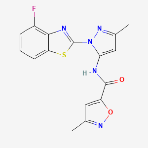 molecular formula C16H12FN5O2S B2482648 N-(1-(4-fluorobenzo[d]thiazol-2-yl)-3-methyl-1H-pyrazol-5-yl)-3-methylisoxazole-5-carboxamide CAS No. 1170089-86-7