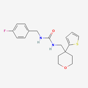 molecular formula C18H21FN2O2S B2482653 1-(4-fluorobenzyl)-3-((4-(thiophen-2-yl)tetrahydro-2H-pyran-4-yl)methyl)urea CAS No. 1207020-77-6