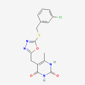 molecular formula C15H13ClN4O3S B2482655 5-((5-((3-氯苄基)硫代)-1,3,4-噁二唑-2-基)甲基)-6-甲基嘧啶-2,4(1H,3H)-二酮 CAS No. 1173059-86-3