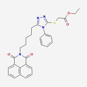 molecular formula C29H28N4O4S B2482657 Ethyl 2-[[5-[5-(1,3-dioxobenzo[de]isoquinolin-2-yl)pentyl]-4-phenyl-1,2,4-triazol-3-yl]sulfanyl]acetate CAS No. 315239-26-0