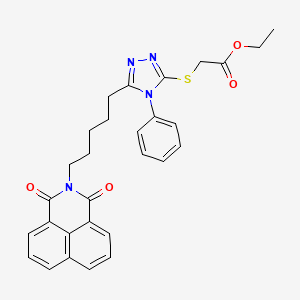 molecular formula C29H28N4O4S B2482657 Acétate d'éthyle 2-[[5-[5-(1,3-dioxobenzo[de]isoquinolin-2-yl)pentyl]-4-phényl-1,2,4-triazol-3-yl]sulfanyl] CAS No. 315239-26-0