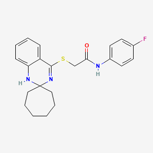 molecular formula C22H24FN3OS B2482662 N-(4-fluorophenyl)-2-{1'H-spiro[cycloheptane-1,2'-quinazoline]sulfanyl}acetamide CAS No. 893789-28-1