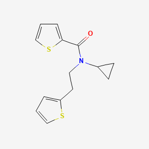 molecular formula C14H15NOS2 B2482663 N-环丙基-N-(2-(噻吩-2-基)乙基)噻吩-2-甲酰胺 CAS No. 1396883-04-7