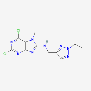 molecular formula C11H12Cl2N8 B2482666 2,6-Dichloro-N-[(2-ethyltriazol-4-yl)methyl]-7-methylpurin-8-amine CAS No. 2249421-77-8