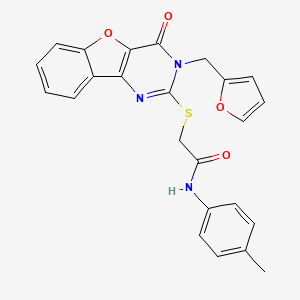 molecular formula C24H19N3O4S B2482676 2-{[3-(2-furylmethyl)-4-oxo-3,4-dihydro[1]benzofuro[3,2-d]pyrimidin-2-yl]thio}-N-(4-methylphenyl)acetamide CAS No. 902903-89-3