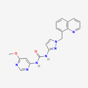 molecular formula C19H17N7O2 B2482689 1-(6-Methoxypyrimidin-4-yl)-3-[1-(quinolin-8-ylmethyl)pyrazol-3-yl]urea CAS No. 2416234-64-3