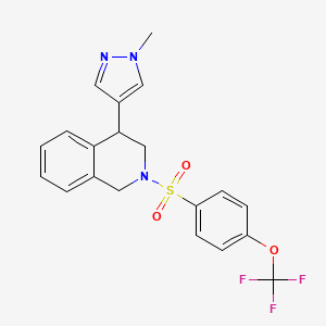 molecular formula C20H18F3N3O3S B2482695 4-(1-methyl-1H-pyrazol-4-yl)-2-((4-(trifluoromethoxy)phenyl)sulfonyl)-1,2,3,4-tetrahydroisoquinoline CAS No. 2210141-33-4