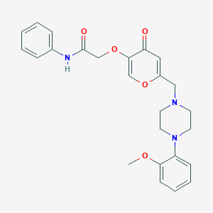 molecular formula C25H27N3O5 B2482707 2-((6-((4-(2-methoxyphenyl)piperazin-1-yl)methyl)-4-oxo-4H-pyran-3-yl)oxy)-N-phenylacetamide CAS No. 898416-95-0