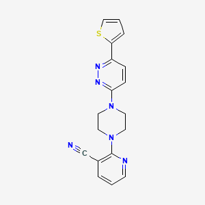 molecular formula C18H16N6S B2482709 2-[4-(6-Thiophen-2-ylpyridazin-3-yl)piperazin-1-yl]pyridine-3-carbonitrile CAS No. 2380189-76-2