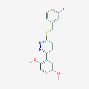 molecular formula C19H17FN2O2S B2482717 3-(2,5-Dimethoxyphenyl)-6-((3-fluorobenzyl)thio)pyridazine CAS No. 922859-72-1