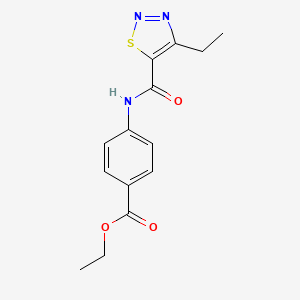 molecular formula C14H15N3O3S B2482719 Ethyl 4-[(4-ethylthiadiazole-5-carbonyl)amino]benzoate CAS No. 899975-79-2