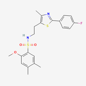 molecular formula C21H23FN2O3S2 B2482722 N-(2-(2-(4-fluorophenyl)-4-methylthiazol-5-yl)ethyl)-2-methoxy-4,5-dimethylbenzenesulfonamide CAS No. 923679-66-7