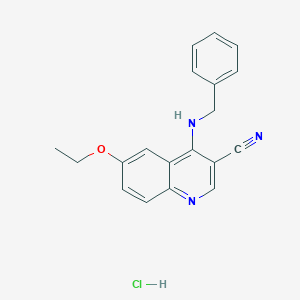 molecular formula C19H18ClN3O B2482725 4-(Benzylamino)-6-ethoxyquinoline-3-carbonitrile hydrochloride CAS No. 1323502-68-6