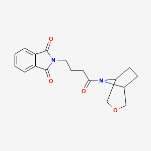 molecular formula C18H20N2O4 B2482741 2-(4-((1R,5S)-3-oxa-8-azabicyclo[3.2.1]octan-8-yl)-4-oxobutyl)isoindoline-1,3-dione CAS No. 1396872-72-2
