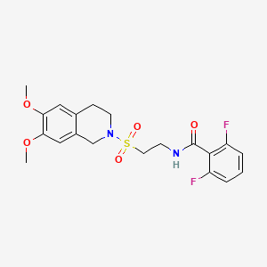 molecular formula C20H22F2N2O5S B2482746 N-(2-((6,7-二甲氧基-3,4-二氢异喹啉-2(1H)-基)磺酰)乙基)-2,6-二氟苯甲酰胺 CAS No. 922120-52-3