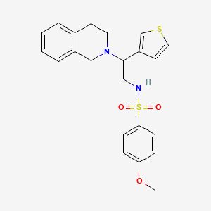 molecular formula C22H24N2O3S2 B2482748 N-(2-(3,4-dihydroisoquinolin-2(1H)-yl)-2-(thiophen-3-yl)ethyl)-4-methoxybenzenesulfonamide CAS No. 954672-12-9