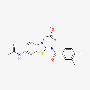 molecular formula C21H21N3O4S B2482752 (Z)-methyl 2-(6-acetamido-2-((3,4-dimethylbenzoyl)imino)benzo[d]thiazol-3(2H)-yl)acetate CAS No. 897734-46-2