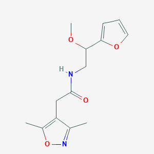 molecular formula C14H18N2O4 B2482764 2-(3,5-dimethylisoxazol-4-yl)-N-(2-(furan-2-yl)-2-methoxyethyl)acetamide CAS No. 1795301-83-5