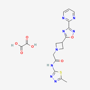 molecular formula C16H16N8O6S B2482772 N-(5-methyl-1,3,4-thiadiazol-2-yl)-2-(3-(3-(pyrimidin-2-yl)-1,2,4-oxadiazol-5-yl)azetidin-1-yl)acetamide oxalate CAS No. 1351620-77-3