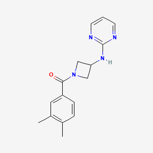 molecular formula C16H18N4O B2482779 (3,4-Dimethylphenyl)(3-(pyrimidin-2-ylamino)azetidin-1-yl)methanone CAS No. 2189498-52-8